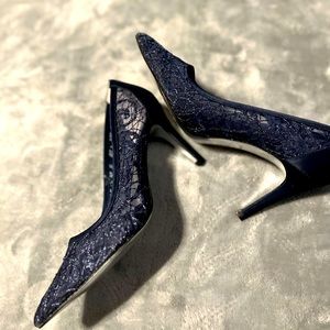 Navy Blue Adrianna Papell 7.5 medium dress high heel